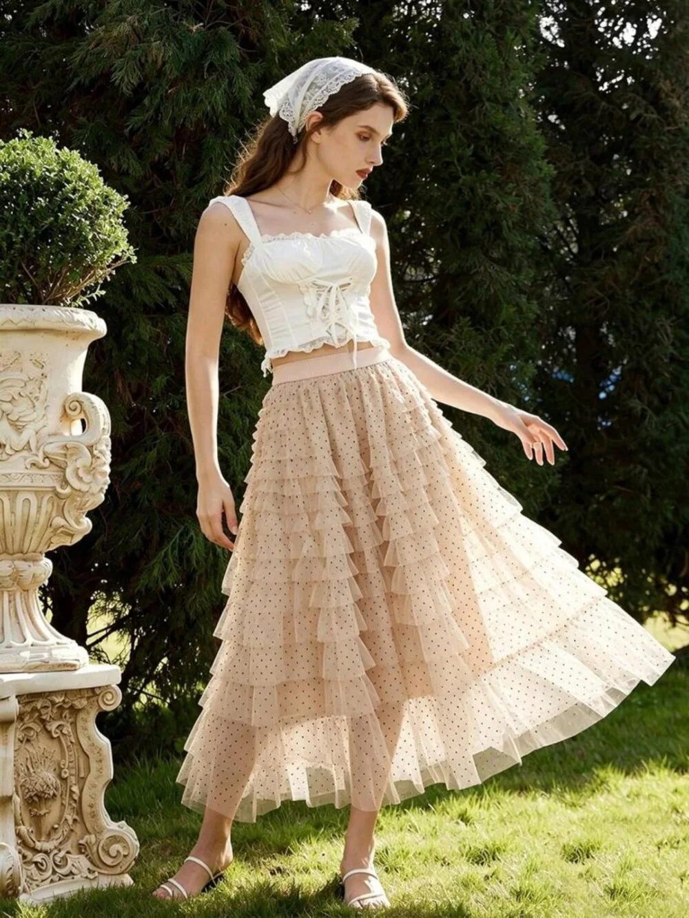 Women's Long Maxi Tulle Skirt - A-Line Ruffle Layered Fairy Style, Elegant